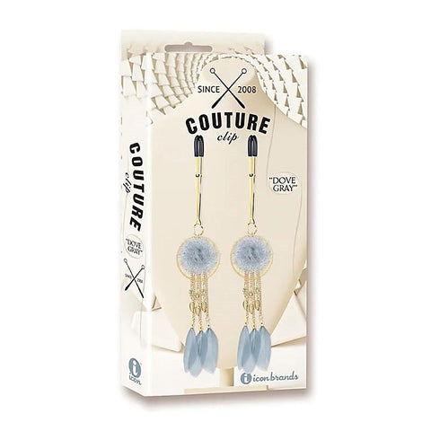 Couture Clip Luxury Nipple Clamps Dove Grey by Icon Brands - Nipple and Clit Clamps