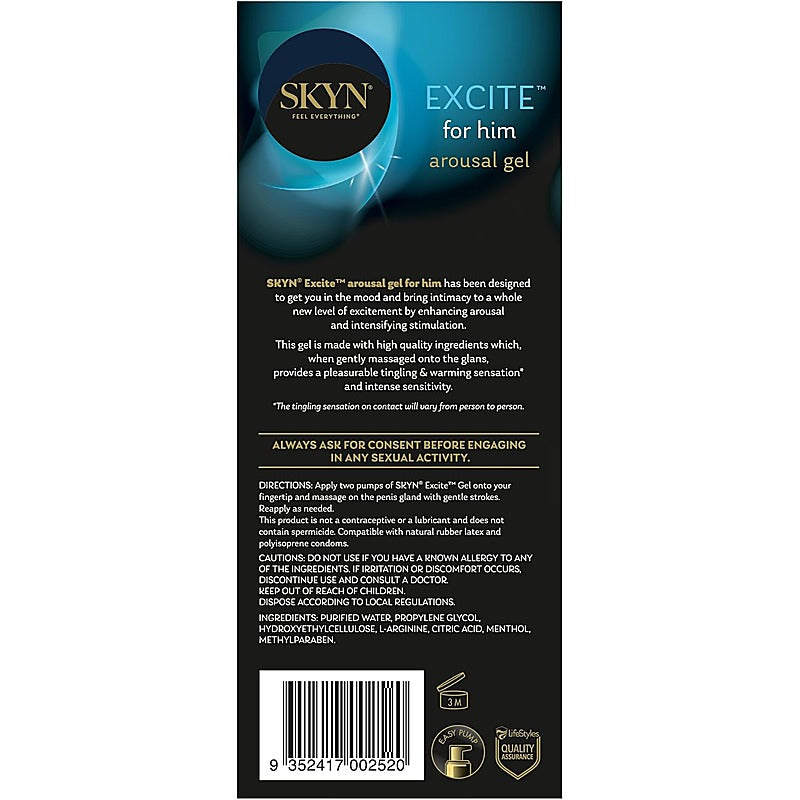 Skyn Excite Arousal Gel For Him By Ansell - Delay and Excite Sprays