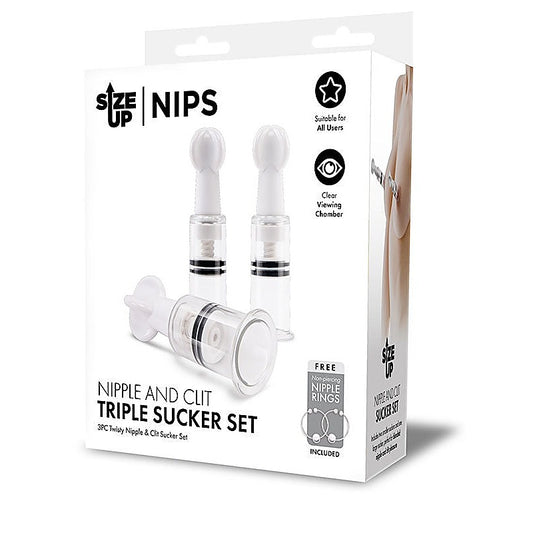 Xgen Products Size Up Nips Nipple and Clit Triple Sucker Set - Clit Ticklers and Pulsators