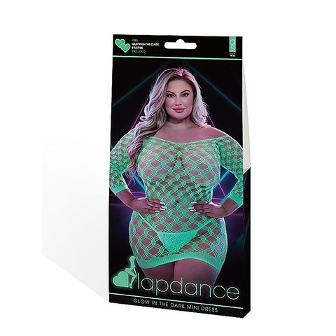 Lapdance Lingerie Glow In The Dark Mini Dress with Sleeves Queen - Teddies and Bodysuits