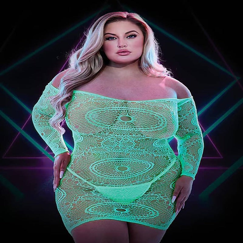 Glow In The Dark Mini Dress By Xgen Products - Babydolls and Chemises