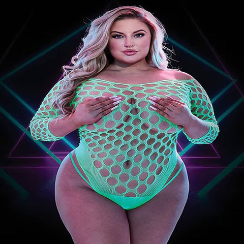 Lapdance Lingerie Glow In The Dark Large Fishnet Womens Teddy