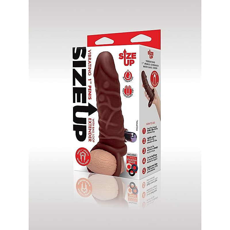 Size Up 1 Inch Silicone Vibrating Penis Extender - Penis Sleeves and Extenders