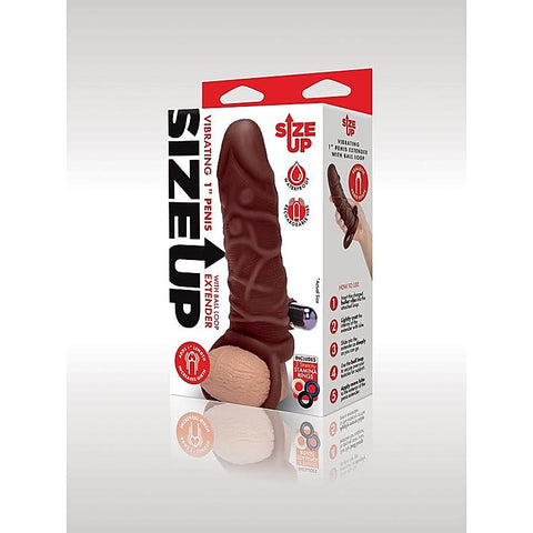 Size Up 1 Inch Silicone Vibrating Penis Extender - Penis Sleeves and Extenders