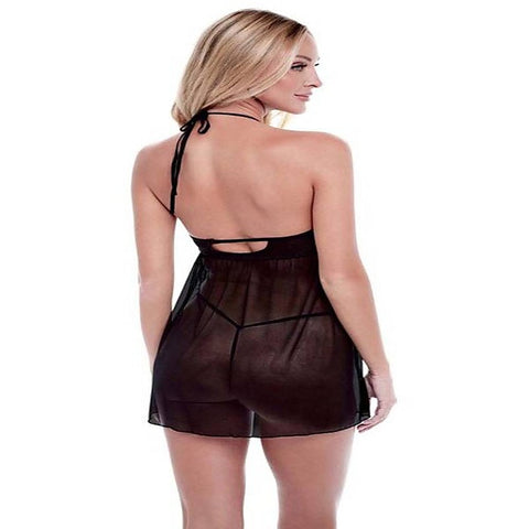 Eco Lace And Mesh Chemise By Baci Lingerie - Babydolls and Chemises