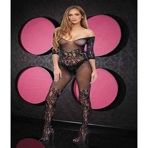 Off-The-Shoulder Lace Bodystocking By Xgen Products - Body Stockings