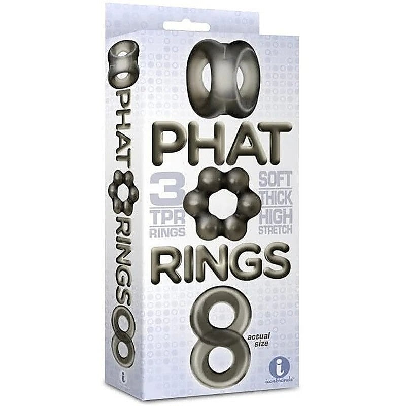 The 9's Phat Cock Rings Smoke 2 Silicone by Icon Brands - Cock Ring Sets