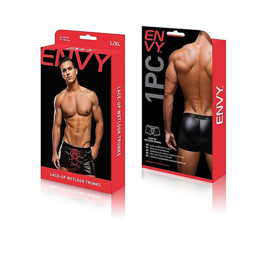 Envy Lace Up Wetlook Trunks Large/XL Black/Red