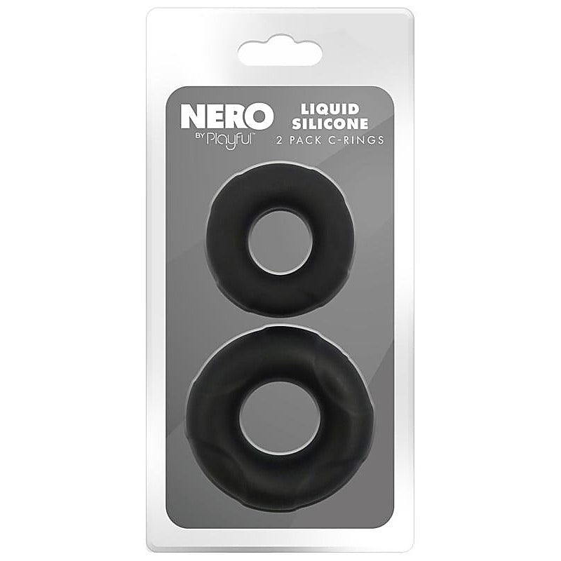 Playful Nero Liquid Silicone 2 Pack Cock Rings By Evolved - Silicone Cock Rings