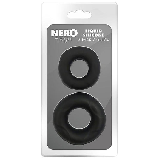 Playful Nero Liquid Silicone 2 Pack Cock Rings - Silicone Cock Rings