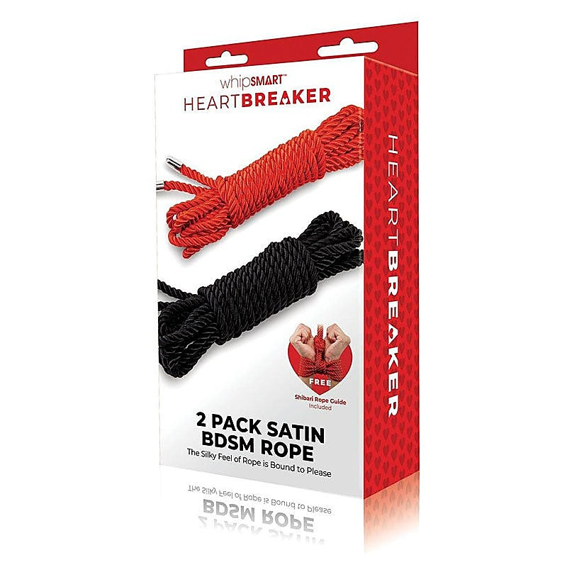 WhipSmart Heartbreaker Satin BDSM Ropes Black & Red 2 Pack - Cuffs And Restraints