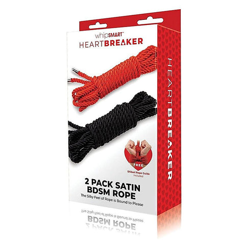 WhipSmart Heartbreaker Satin BDSM Ropes Black & Red 2 Pack - Cuffs And Restraints