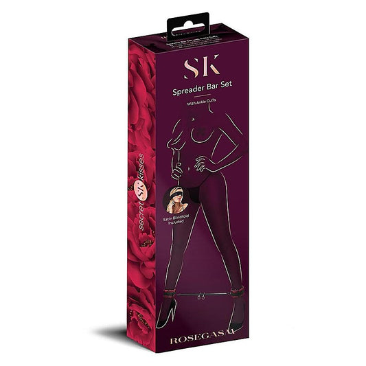Secret Kisses Rosegasm BDSM Play Spreader Bar Set Black - Cuffs And Restraints