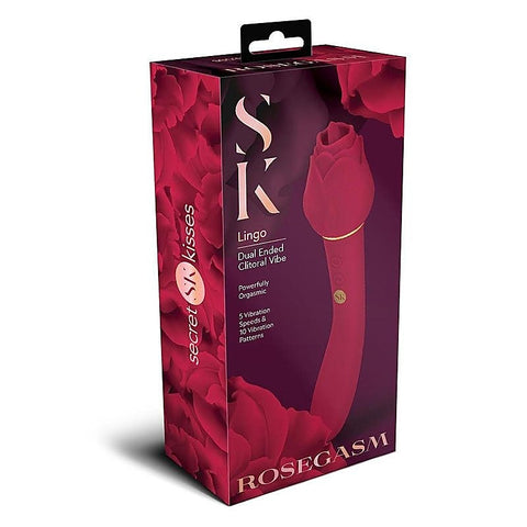 Secret Kisses ROSEGASM LINGO Dual Vibrator & Flicking Stimulator Rose Red - Clit Ticklers and Pulsators