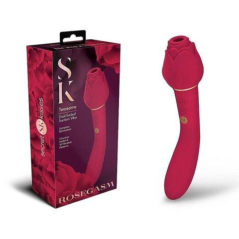 Secret Kisses ROSEGASM TWOSOME Air Pulsation Stimulator & Vibrator Rose Red - Clit Ticklers and Pulsators