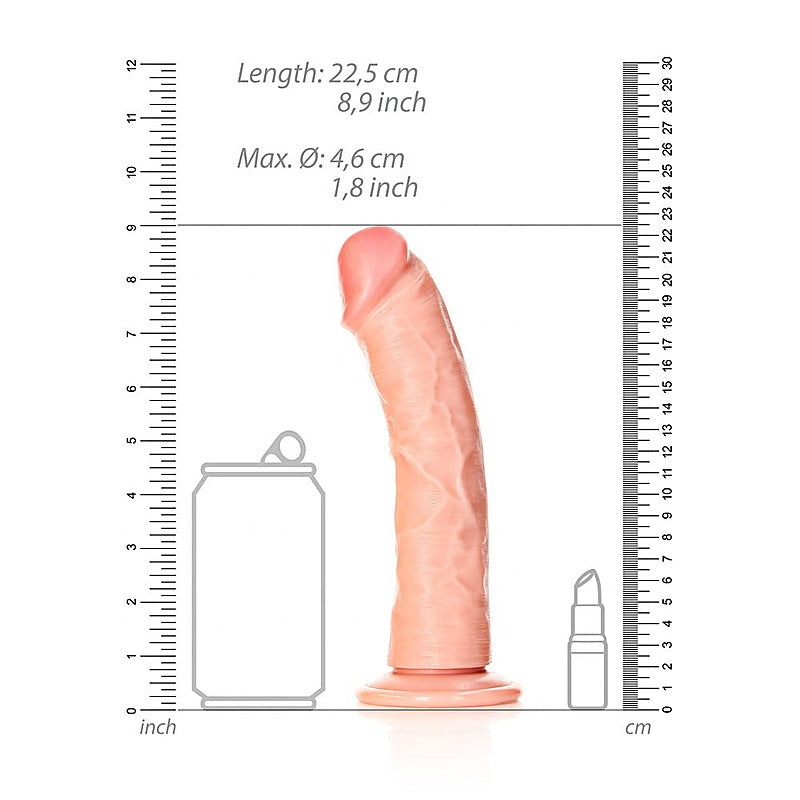 Realrock Realistic Regular Curved Dildo With Suction Cup Flesh - Realistic Dildos