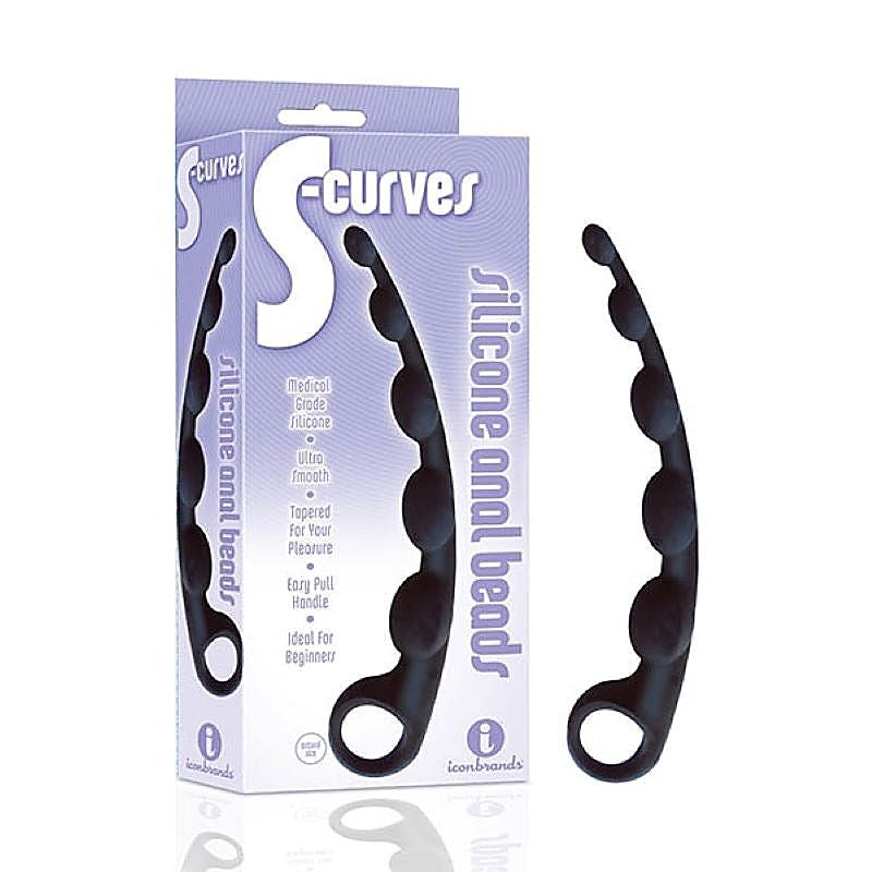 The 9'S S-Curves Silicone Anal Beads By Icon Brands - Anal Beads and Balls