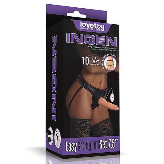 Lovetoy Ingen Vibrating Easy Strap-On Set Flesh 19cm - Strap On Sextoys