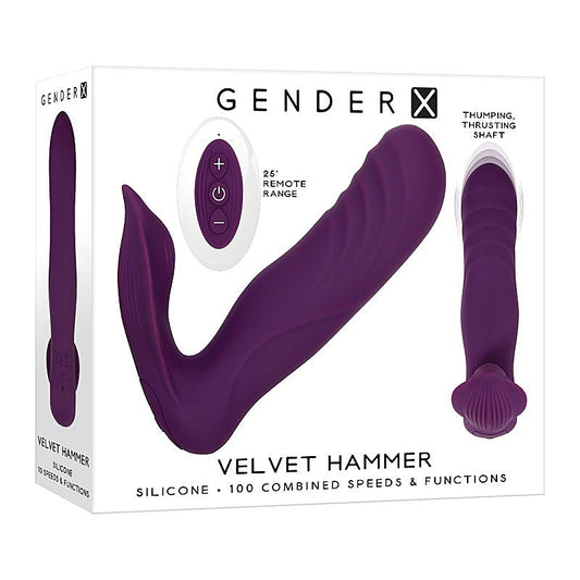 Gender X VELVET HAMMER USB Rechargeable Wearable Vibe with Remote Purple - Remote Control Vibrators