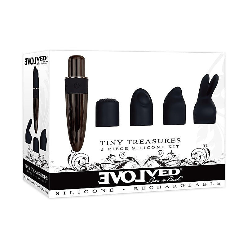 Tiny Treasures Mini Massager With Attachable Heads - Clit Ticklers and Pulsators