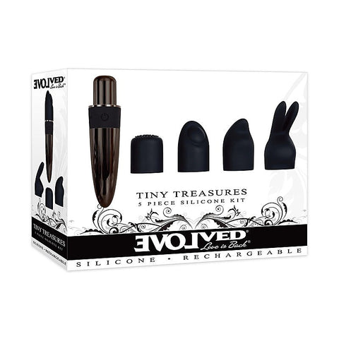 Tiny Treasures Mini Massager With Attachable Heads - Clit Ticklers and Pulsators