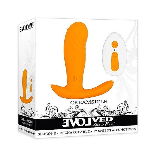 Evolved Creamsicle USB Rechargeable Stimulator with Wireless Remote Orange - Butt Plugs