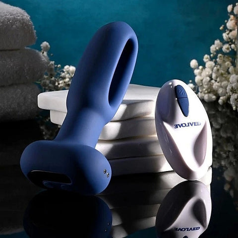 Evolved THE FLAPPER Vibrating and Flapping Butt Plug with Remote Blue - Butt Plugs
