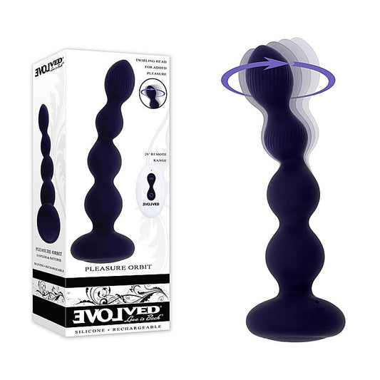 Evolved PLEASURE ORBIT Twirling & Vibrating Anal Beads with Remote Navy Blue - Anal Beads and Balls