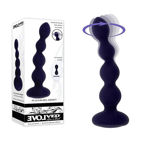 Evolved PLEASURE ORBIT Twirling & Vibrating Anal Beads with Remote Navy Blue - Anal Beads and Balls