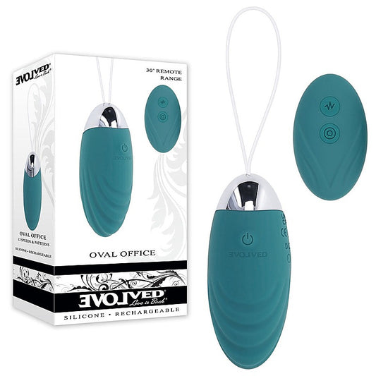 Evolved OVAL OFFICE Wireless Love Egg with Remote Control Green - Love Eggs and Kegel Exercisers