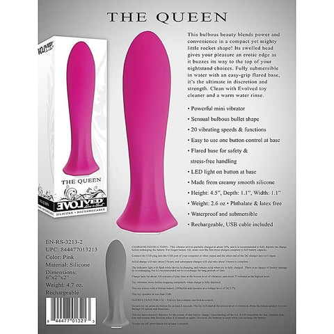Evolved The Queen USB Rechargeable Bullet Vibrator Pink - Bullet Vibrators