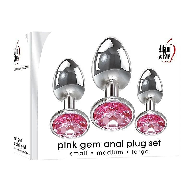 Pink Gem 3 Sizes Metallic Anal Plug Set By Adam & Eve - Butt Plugs