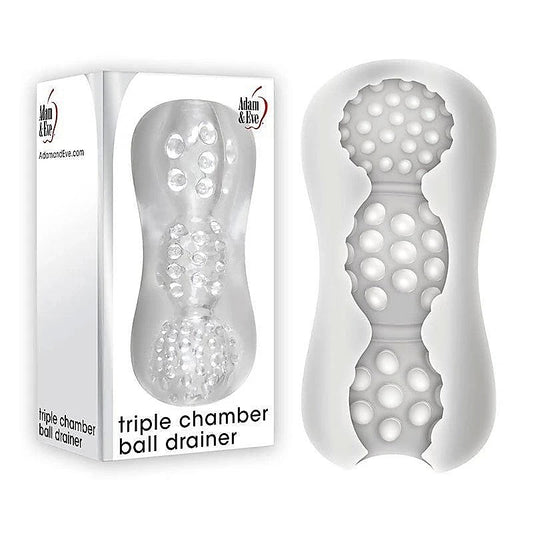 Adam and Eve Triple Chamber Ball Drainer Male Masturbator Sleeve Clear