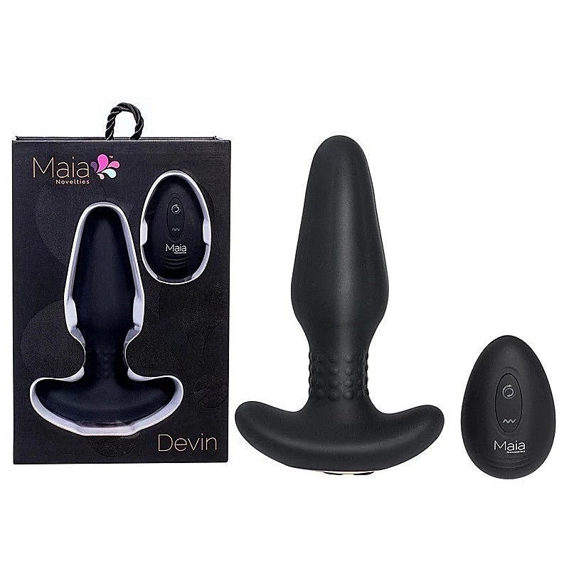 Maia DEVIN USB Rechargeable Vibrating Butt Plug Black - Butt Plugs