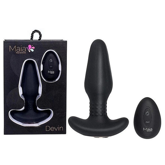 Maia DEVIN USB Rechargeable Vibrating Butt Plug Black - Butt Plugs