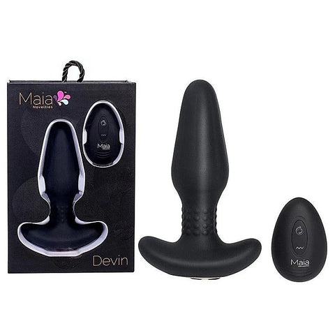 Maia DEVIN USB Rechargeable Vibrating Butt Plug Black - Butt Plugs