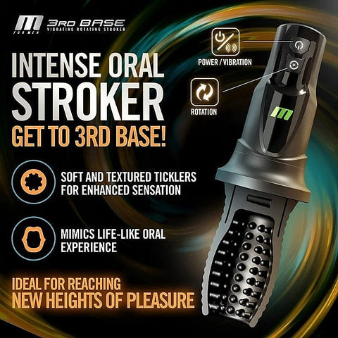 M For Men 3Rd Base Vibrating & Rotating Auto Stroker - Masturbators and Strokers