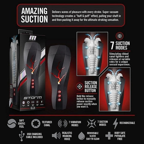 Blush Novelties M For Men Storm Milking & Vibrating Auto Mens Masturbator