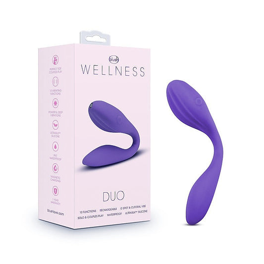 Blush Novelties Wellness Duo USB Rechargeable Couples Vibrator Purple - Sex Toys For Couples