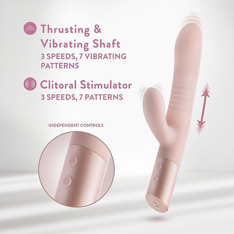 Blush Novleties Fraya USB Rechargeable Thrusting Rabbit Vibrator Pink