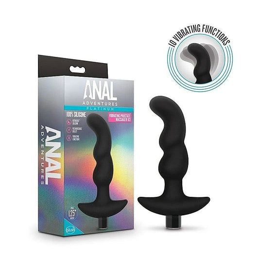 Blush Novelties Anal Adventures Platinum Vibrating Prostate Massager 03 Black - Prostate Toys
