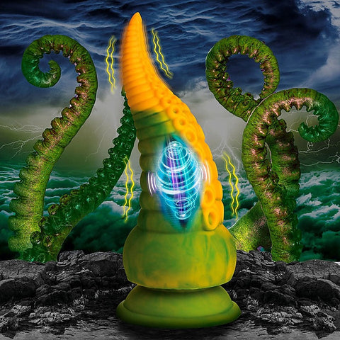 XR Brands Creature Cocks Monstropus 2.0 Vibrating Tentacled Monster Silicone Dildo Green/Yellow - Vibrating Dildos