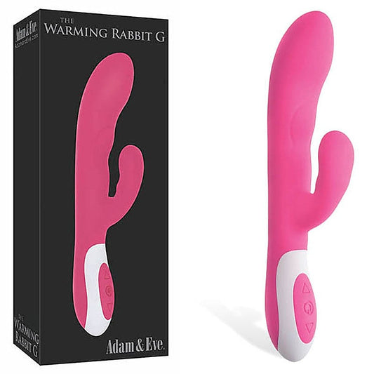 Adam and Eve The Warming Rechargeable Warming G Spot Rabbit Vibrator Pink - Rabbit Vibrators