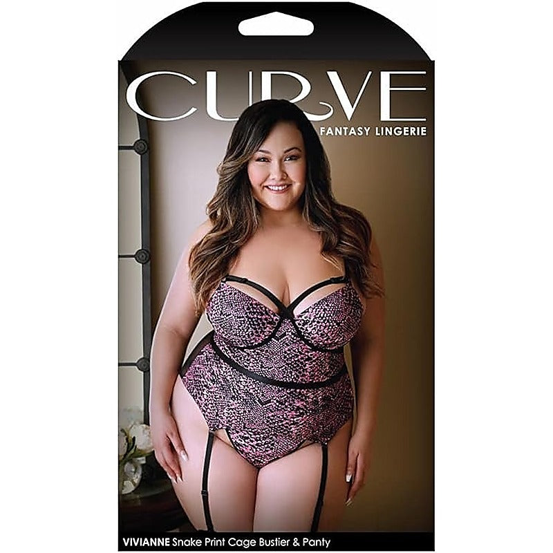 CURVE VIVIANNE Snake Print Bustier & Panty 1X 2X Size - Bustiers and Corsets