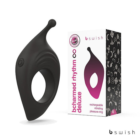 B Swish BCharmed Rhythm Infinite Deluxe Vibrating Cock Ring Black - Vibrating Cock Rings