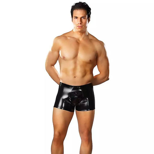 Male Power Faux Leather Pouch Short