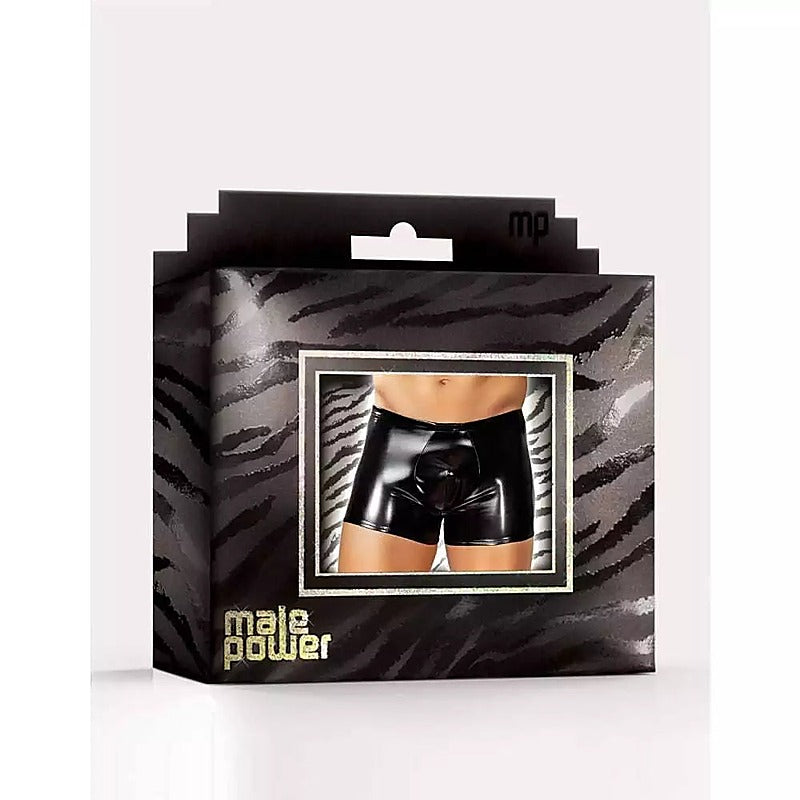 Male Power Faux Leather Pouch Short By Magic Silk - His Fetish