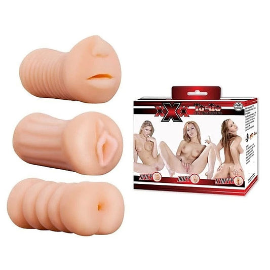 Excellent Power's Compact Pleasure Trio - XXX To Go Stroker Set - Masturbators and Strokers
