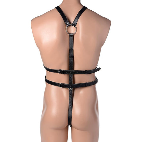 Strict Male Full Body Bondage Play Harness By Xr Brands - Cuffs And Restraints