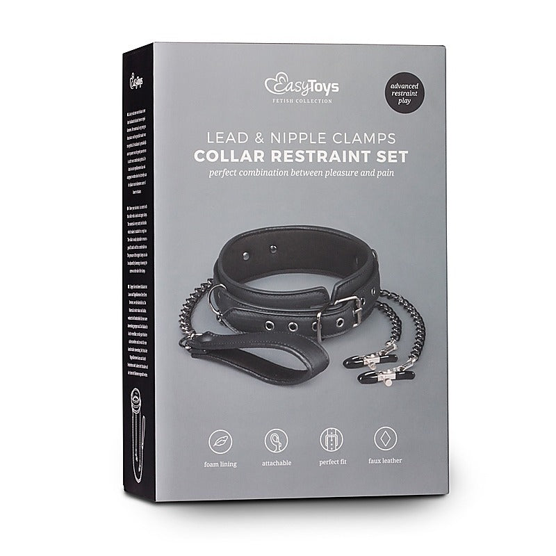 Collar With Nipple Chains by Easytoys - Collars and Leads